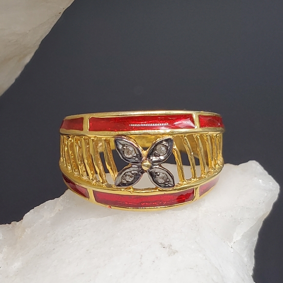 Sterling Silver 925 / 18k Gold Ring Raw Diamond Unique Designer Silversmith - Picture 5 of 8